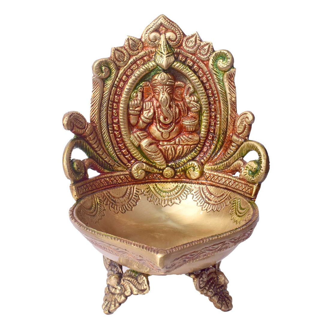 7.1 Inch Brass Ganesh Diya -Traditional Oil Lamp for Puja and Mandir Decor