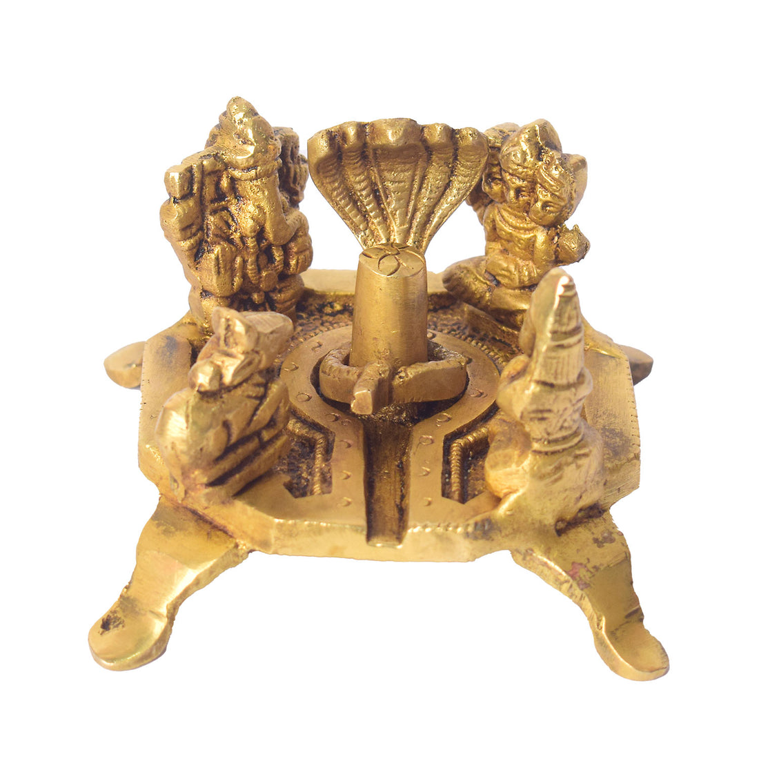 2 Inch Divine Brass Shiv Parivar with Shivling
