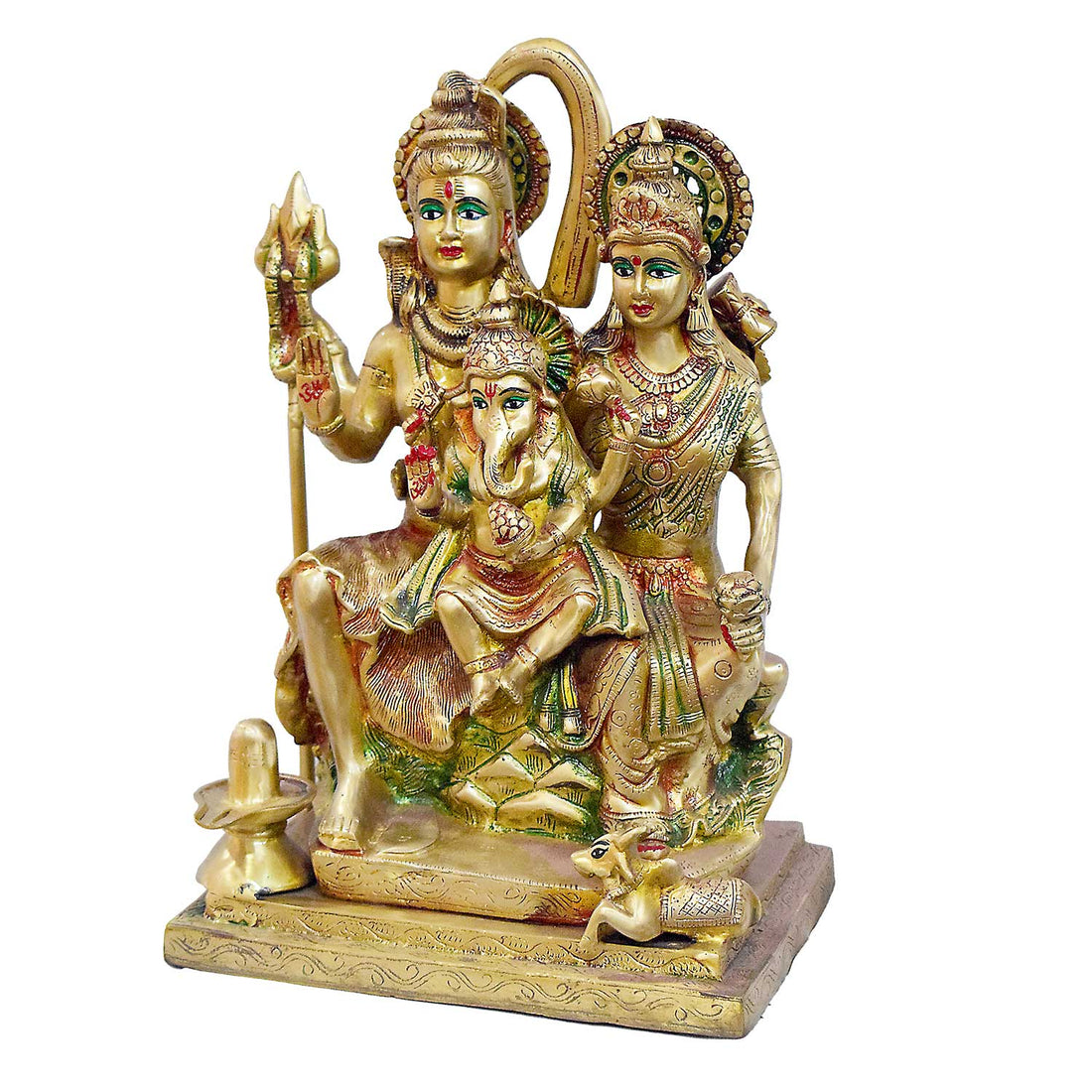 17.7 Inch Brass Shiv Parivaar Statue with Shivling & Nandi