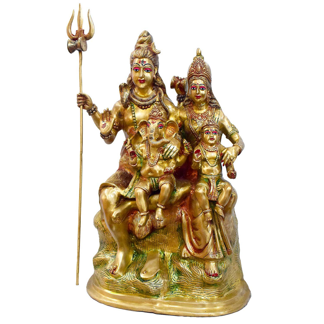 28 Inch Large Brass Shiva Parivaar Statue with Trishul