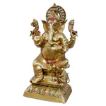 30 Inch Brass Seated Ganpati Idol with Glossy Finish | Best VIP Temple Gift