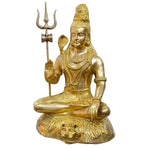 31 Inch Large Brass Shiv Seated Idol with Trishul & Damaru