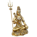 31 Inch Large Brass Lord Shiva Statue - Seated Idol with Trishul & Snake