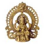 8.7 Inch Exquisite Pure Brass Goddess Lakshmi with Prabhaval Idol