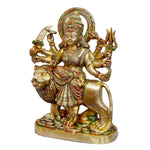 25.19 Inch Brass Durga Statue Seated on Lion