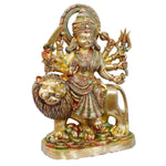 25.19 Inch Brass Durga Statue Seated on Lion