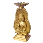 11.4 Inch Sculpted Brass Buddha Candle Stand