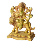 3.1 Inch Colored Brass Sherawali Mata Idol with Base