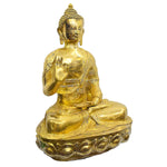 35 Inch Brass Seated Buddha Statue in Abhaya Mudra on Lotus