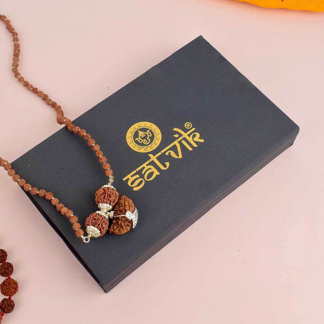 Certified 1, 6 & 7 Face Nepali Rudraksha Mala (Mukhi Kavach Silver Capping)