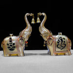 10.6 Inch Brass Elephant Tealight Holder with Bell