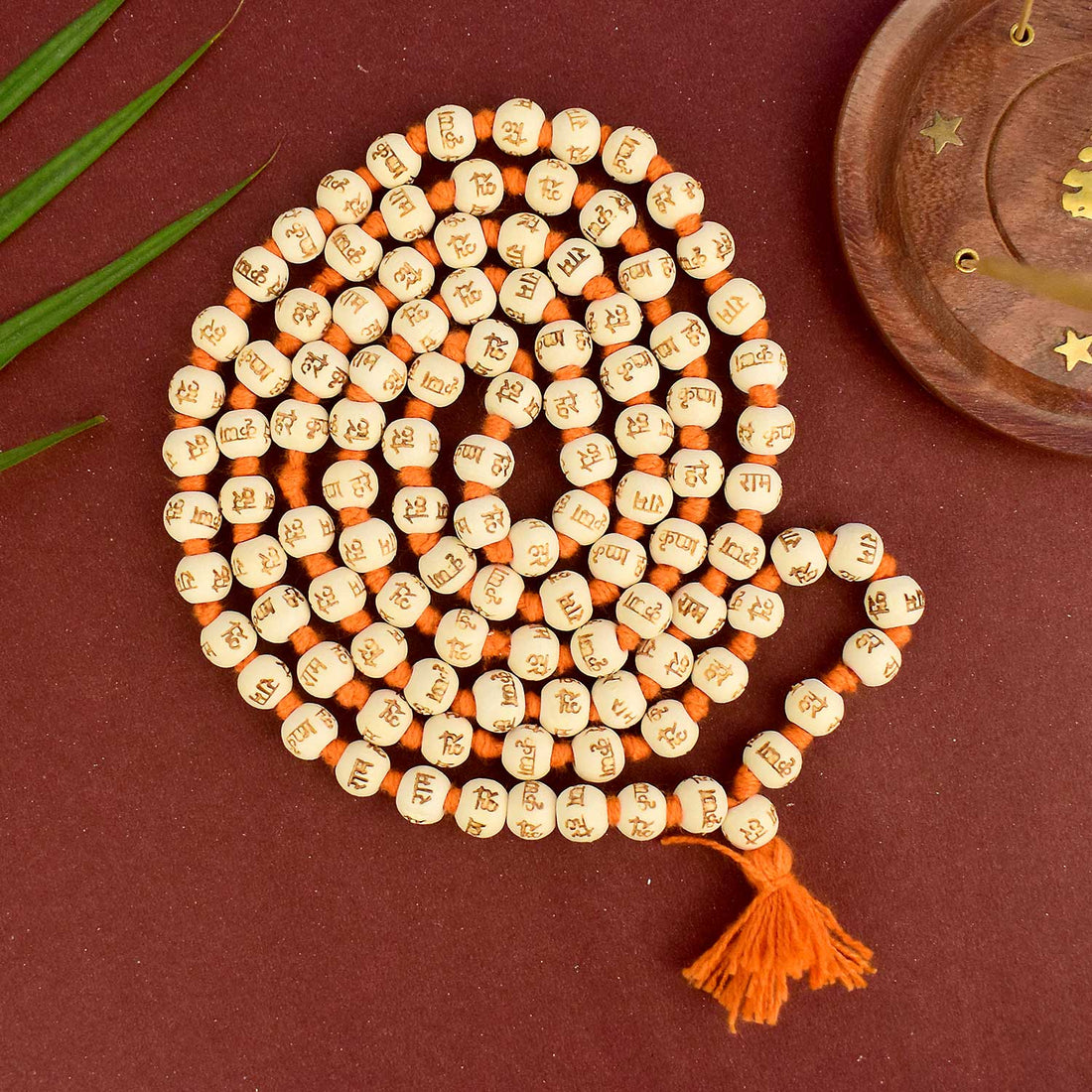 Hare Ram Hare Krishna White wooden Jaap Mala
