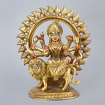 8 Inch Divine Sherawali Mata in a Round Frame