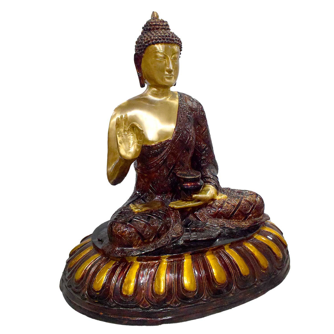29 Inch Unique Dark Brass Buddha Statue