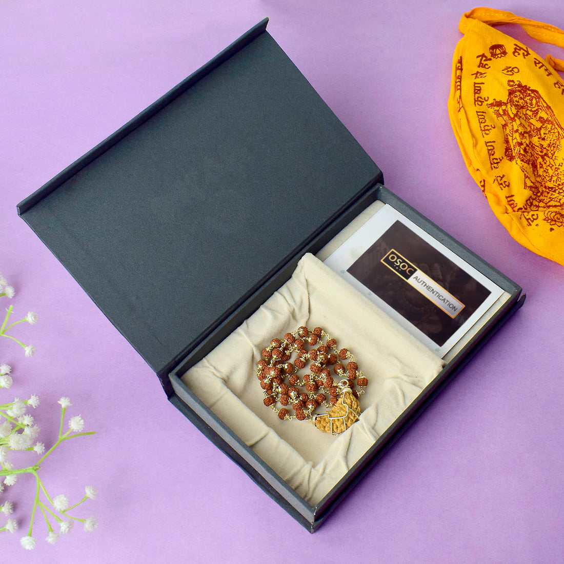 1 Mukhi Rudraksha Mala With Silver Capping Certified & Authentic