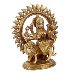 8 Inch Divine Sherawali Mata in a Round Frame