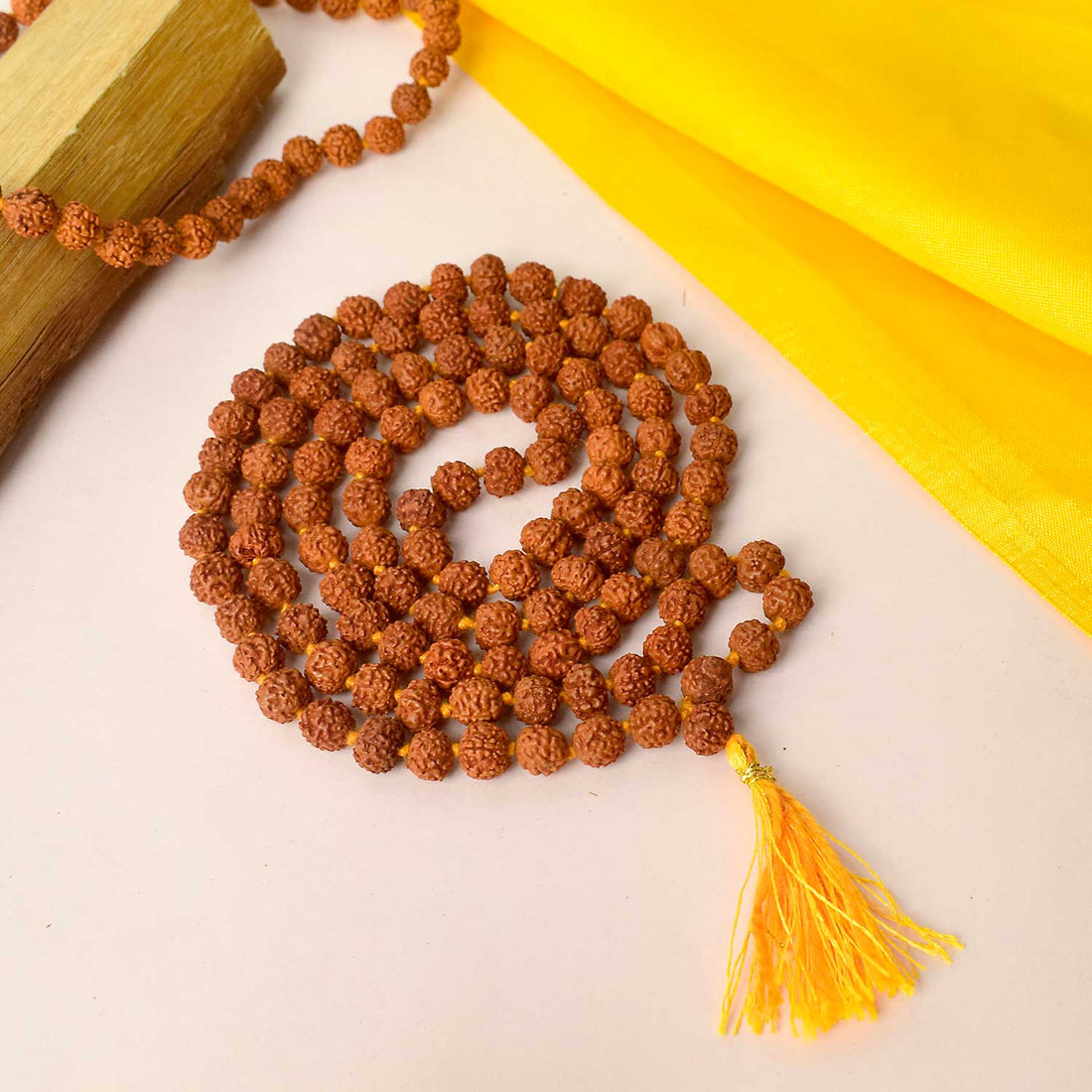 5 Mukhi Rudraksha Mala – 6mm Original Brown Beads for Spiritual Healing