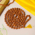 Certified brown Rudraksha mala made of natural sacred beads, used for meditation and spiritual healing. India’s Premium Rudraksha Jap Mala Store- www.satvikstore.in
