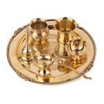 7 Piece Brass Royal Pooja Thali Set (9 Inch - 10 Inch) Design 1