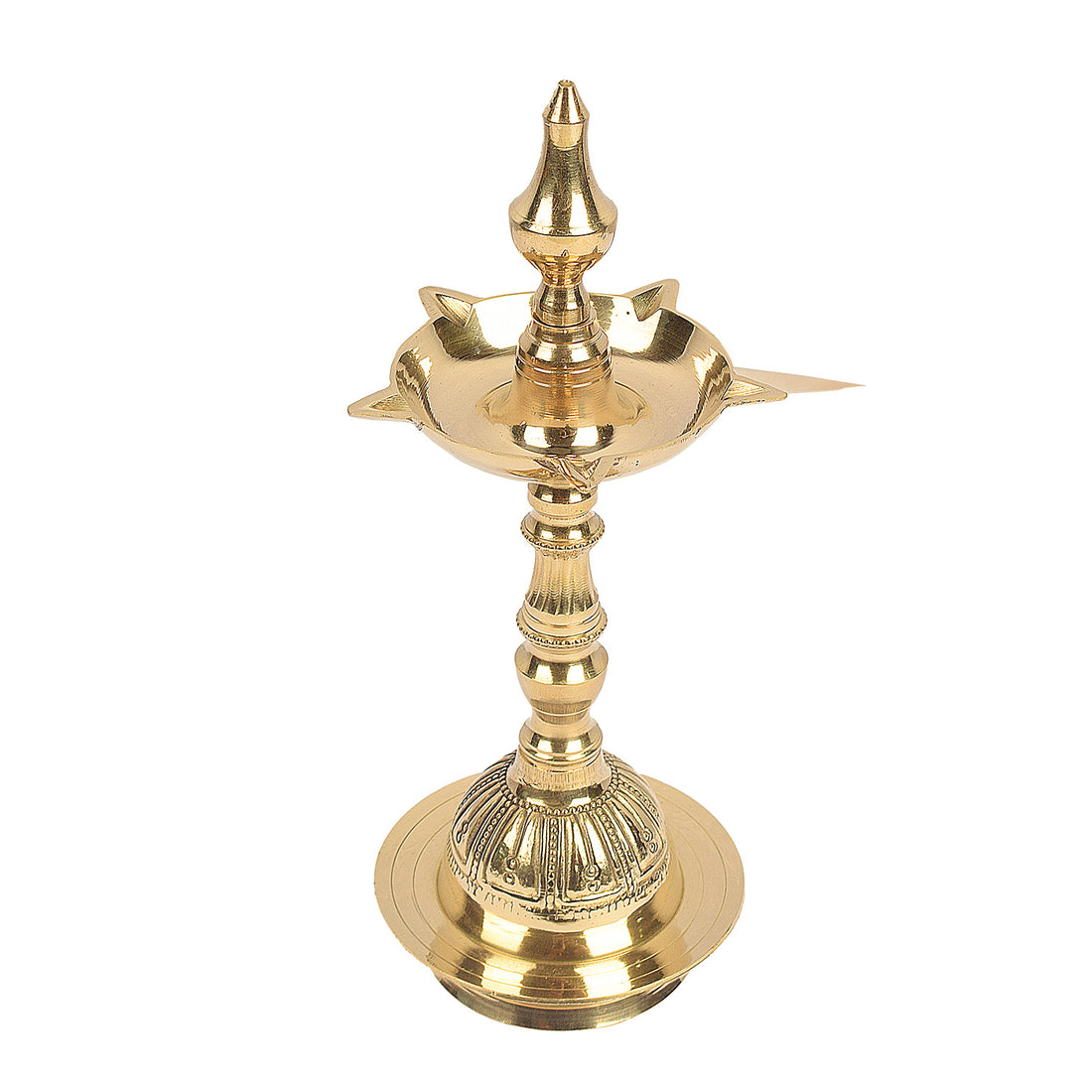9.5 Inch Embossed Kalash Kerala Brass Diya