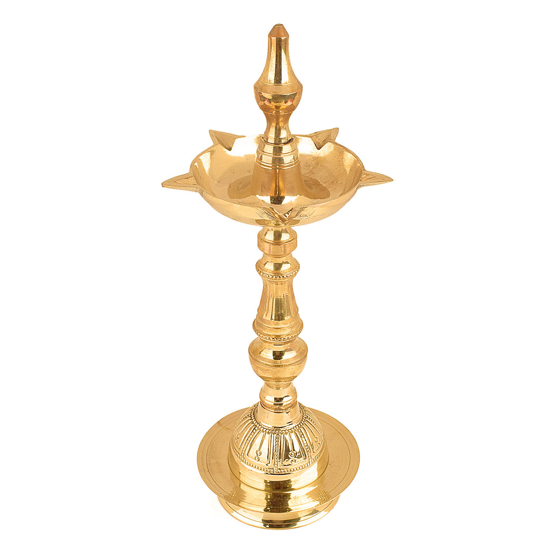 9.5 Inch Embossed Kalash Kerala Brass Diya