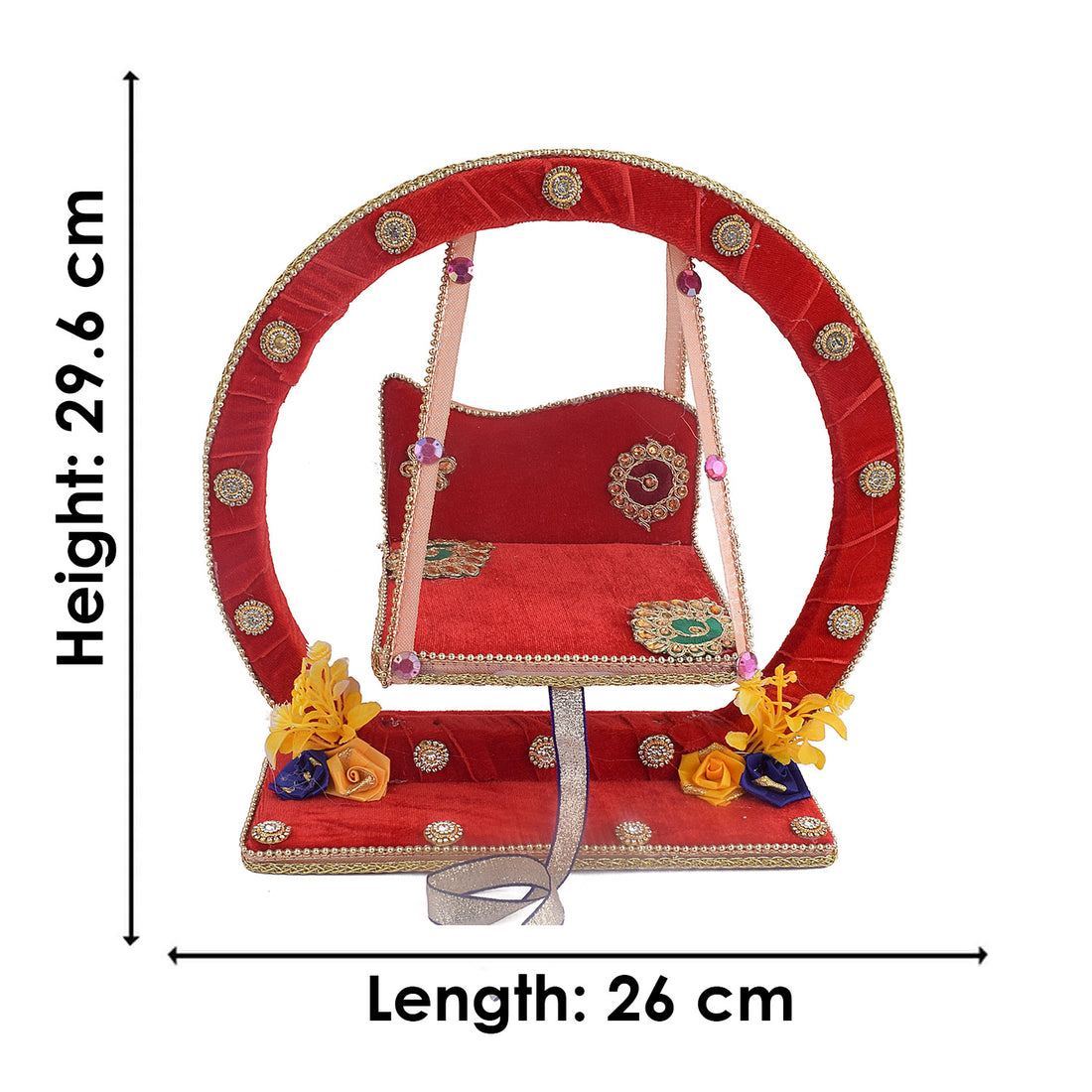 Decorative Laddu Gopal Ji Jhula - Divine Swing (Red Color) Medium