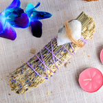 WHITE SAGE WITH LAVENDERS & RAINBOW MOONSTONE CRYSTAL HEALING SMUDGES