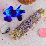 WHITE SAGE WITH LAVENDERS & RAINBOW MOONSTONE CRYSTAL HEALING SMUDGES