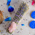 WHITE SAGE WITH LAVENDERS & ROSE QUARTZ CRYSTAL HEALING SMUDGES