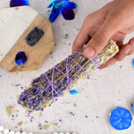 WHITE SAGE WITH LAVENDERS & BLACK TOURMALINE CRYSTAL HEALING SMUDGES