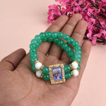 Green Beaded Guru Ji Maharaj Handmade Bracelets for Men and Women
