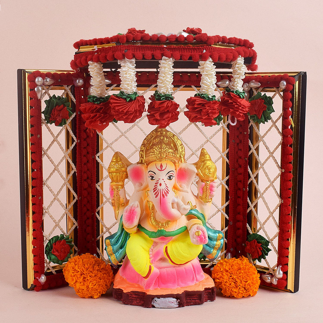 Traditional Handcrafted Deity Idol Background Phool Bangla