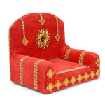 Elegant Handmade Red Velvet Laddu Gopal Singhasan - Small