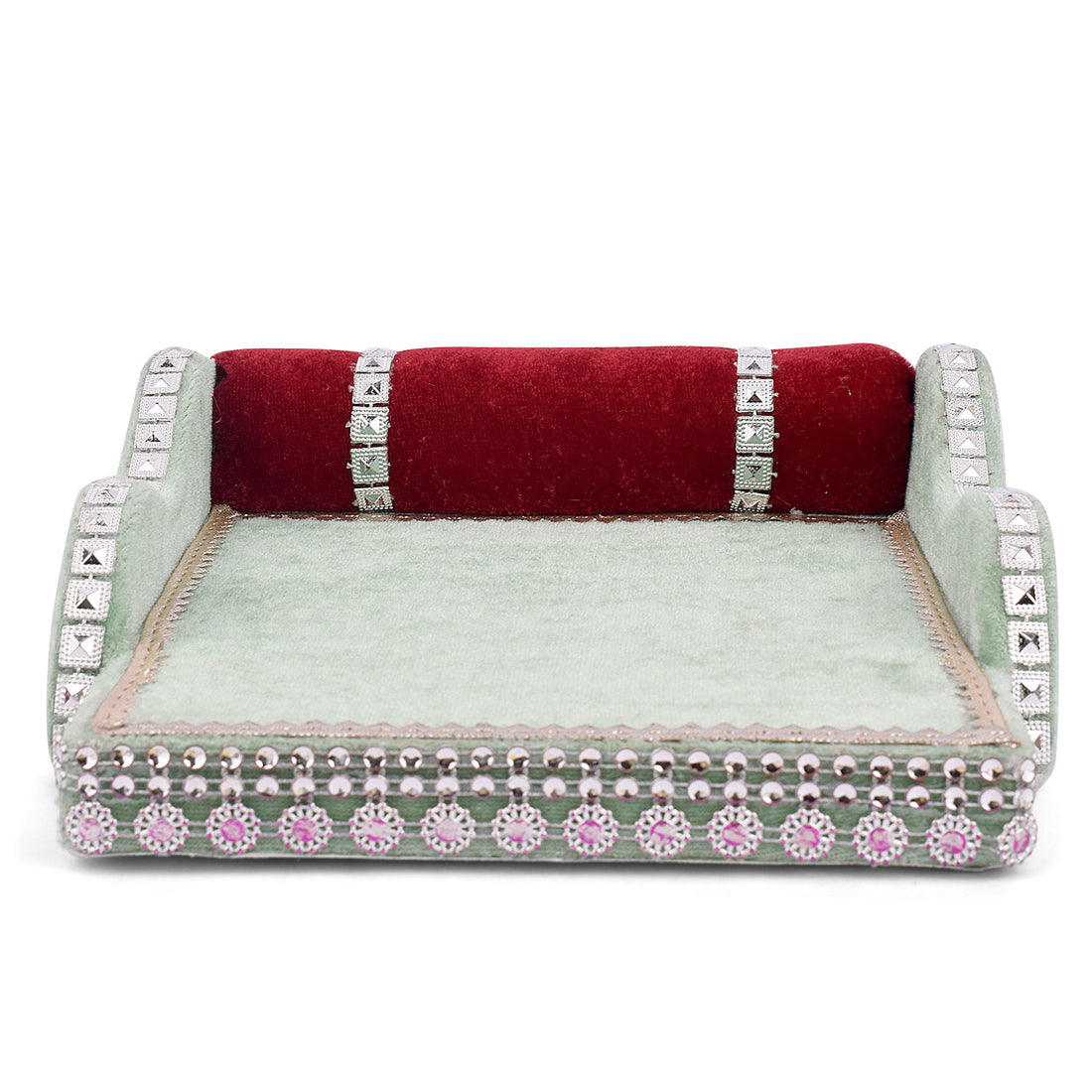 Laddu Gopal's Throne of Elegance: Velvet Bed Medium