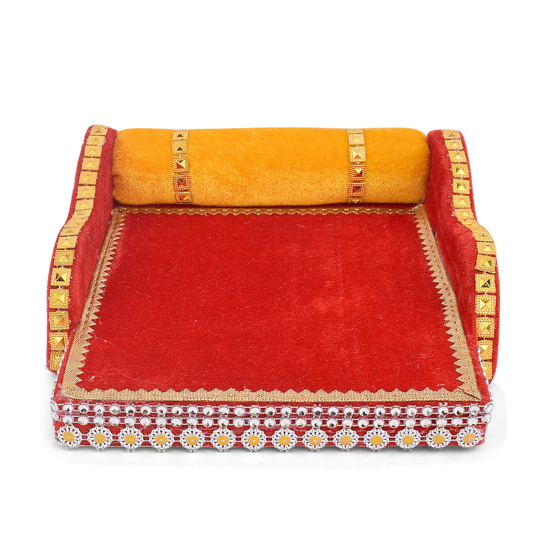 Laddu Gopal's Throne of Elegance: Velvet Bed Medium