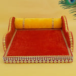Laddu Gopal's Throne of Elegance: Velvet Bed Medium