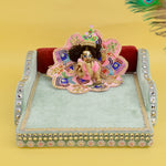 Laddu Gopal's Throne of Elegance: Velvet Bed Medium