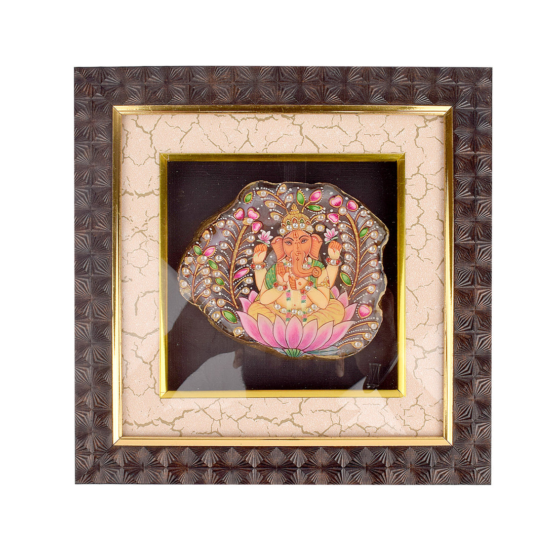 Divine Agate Ganesha Wooden Photo Frame