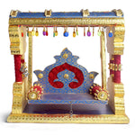 Royal Blue Metal Singhasan Jhula for Laddu Gopal