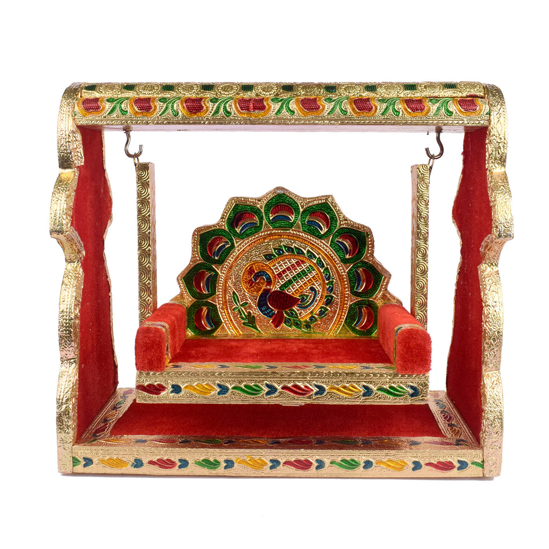 Meenakari Jhula – Singhasan Style Velvet Cradle for Laddu Gopal