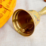 7 Inch Handcrafted Meenakari Brass Puja Bell (yellow)