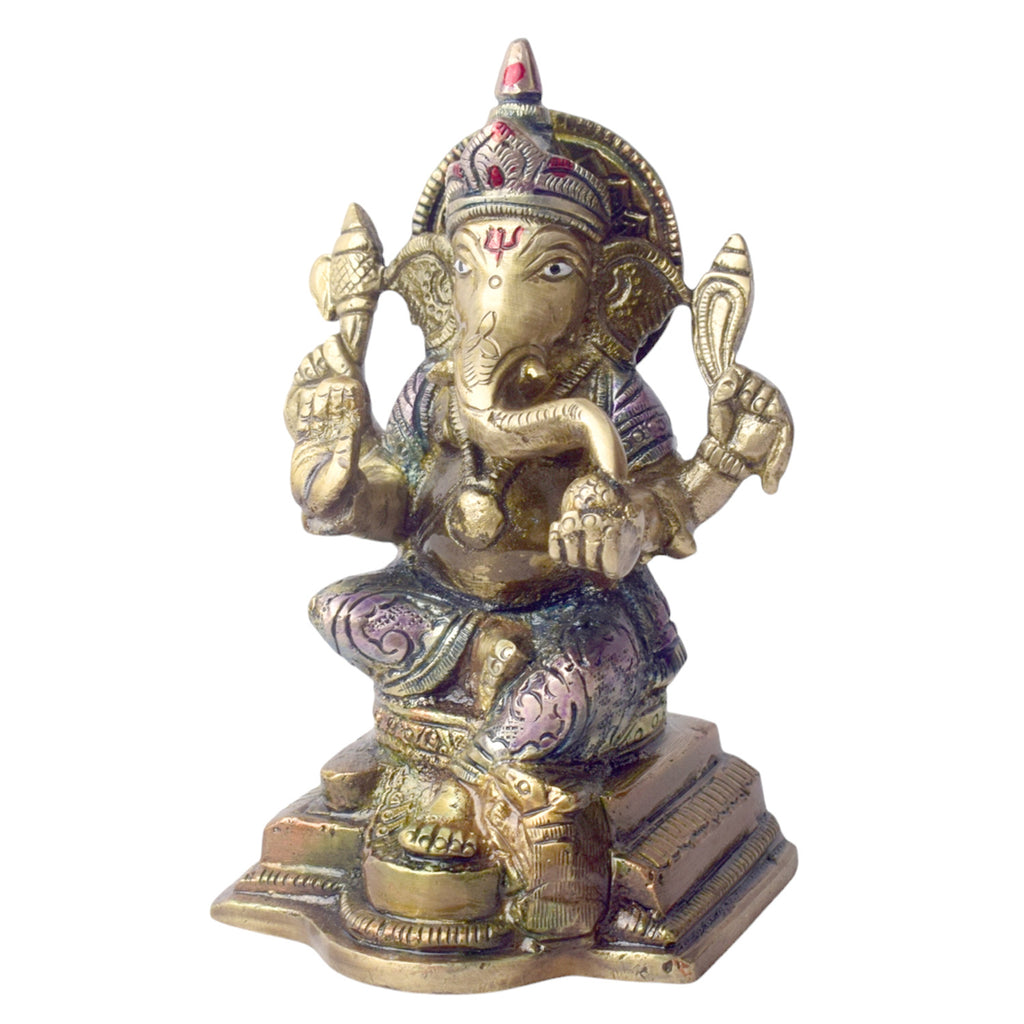  The "5.1 Inch Divine Ganesh Idol" is a beautifully crafted statue symbolizing wisdom, prosperity, and the removal of obstacles. Standing at 5.1 inches tall, this idol captures the serene and auspicious presence of Lord Ganesha, the beloved Hindu deity known for bringing good fortune and success. 