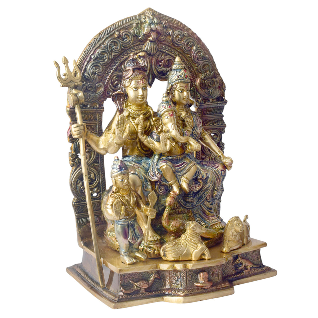 11.8 Inch Handcrafted Brass Shiv Parivaar Statue
