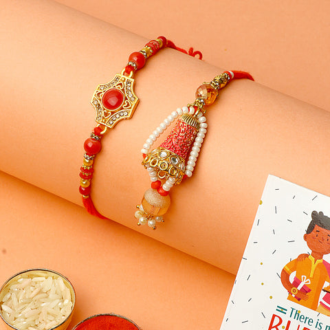 Designer Beaded Bhaiya Bhabhi Rakhi Set India’s Largest Pooja Accessories Brand – www.satvikstore.in

