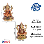 8.5 Inch Handcrafted Laxmi Ganesh Statue in Brass