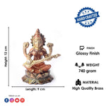 4.7 Inch Spiritual Goddess Brass Saraswati Statue for Divine Energy