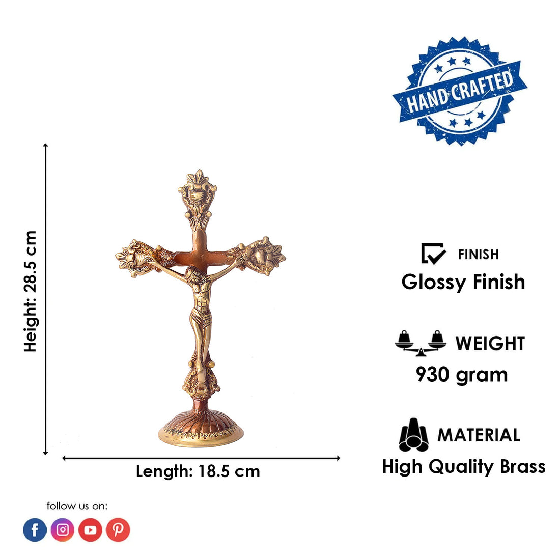 Handcrafted Brass Designer Crucifix of Jesus