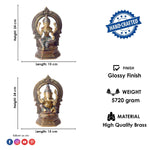 9.4 Inch Elegant Handcrafted Brass Lakshmi Ganesha Idol