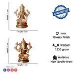 4.3 Inch Sacred Handcrafted Brass Lakshmi Ganesha Idol