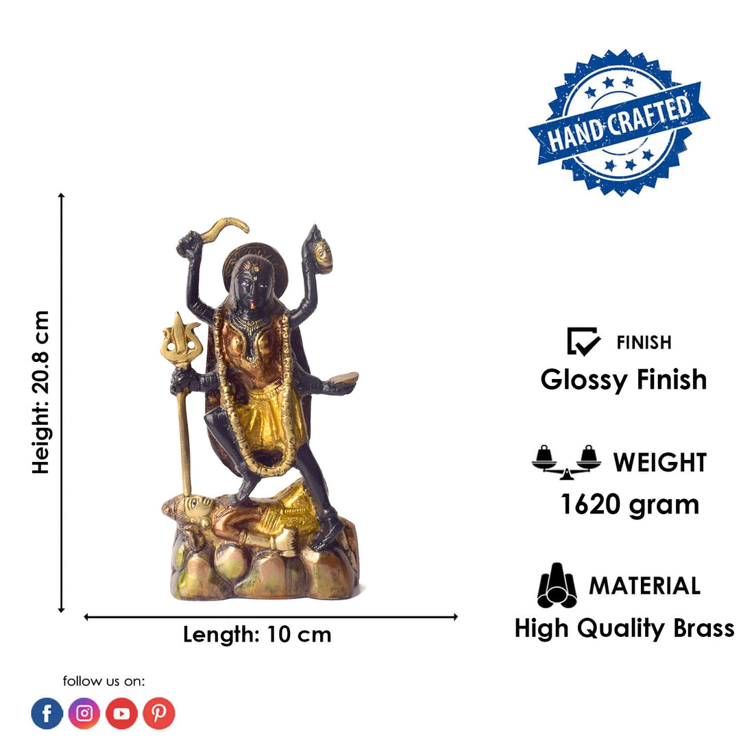 Powerful and Elegant Colored Brass Kali Maa Idol